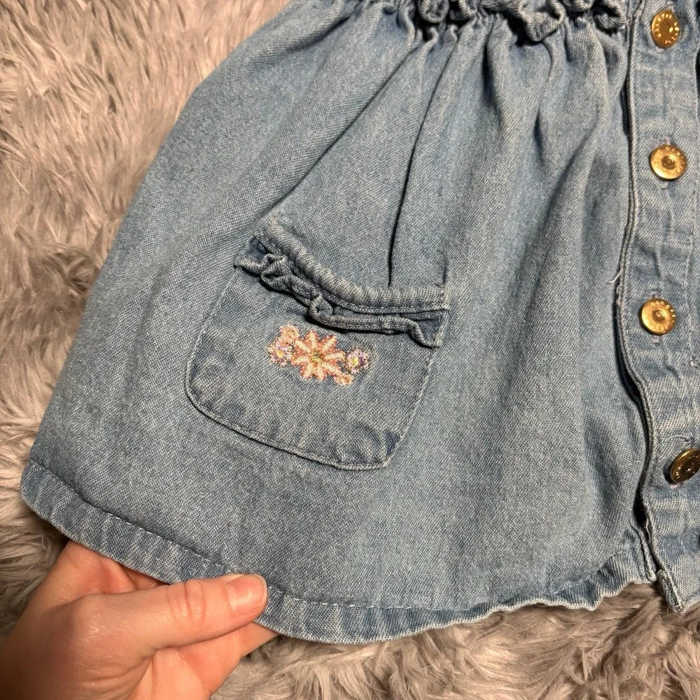 Nanette Lepore Vintage Denim‎ Dress Floral Embroidery Toddler Girls 24 Months